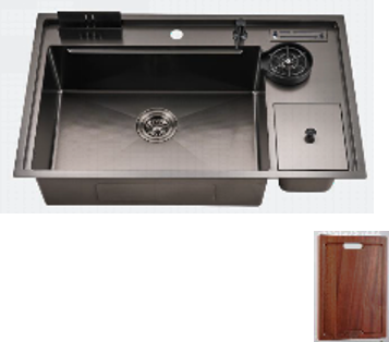 BACHA DE COCINA C/RELIEVE ORO ROSA C/ACCESORIOS H-8553USM-VRG 850*530*245
